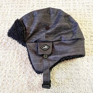 Jupa Zenya Gray Fleece Trapper Winter Hat Size XS (2-5) Faux Fur Ear Flaps Cap